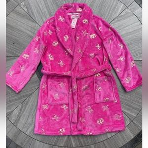 Juicy Couture Plush Fleece Robe Pink Gold Foil JC Logo & Crowns Women's L/XL NeW